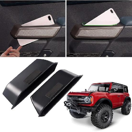 WDG Door Handle Storage Box Container For Ford Bronco    2024 2025 Car Interior Accessories, ABS Front And Rear Door Side Armrest Phone Pocket