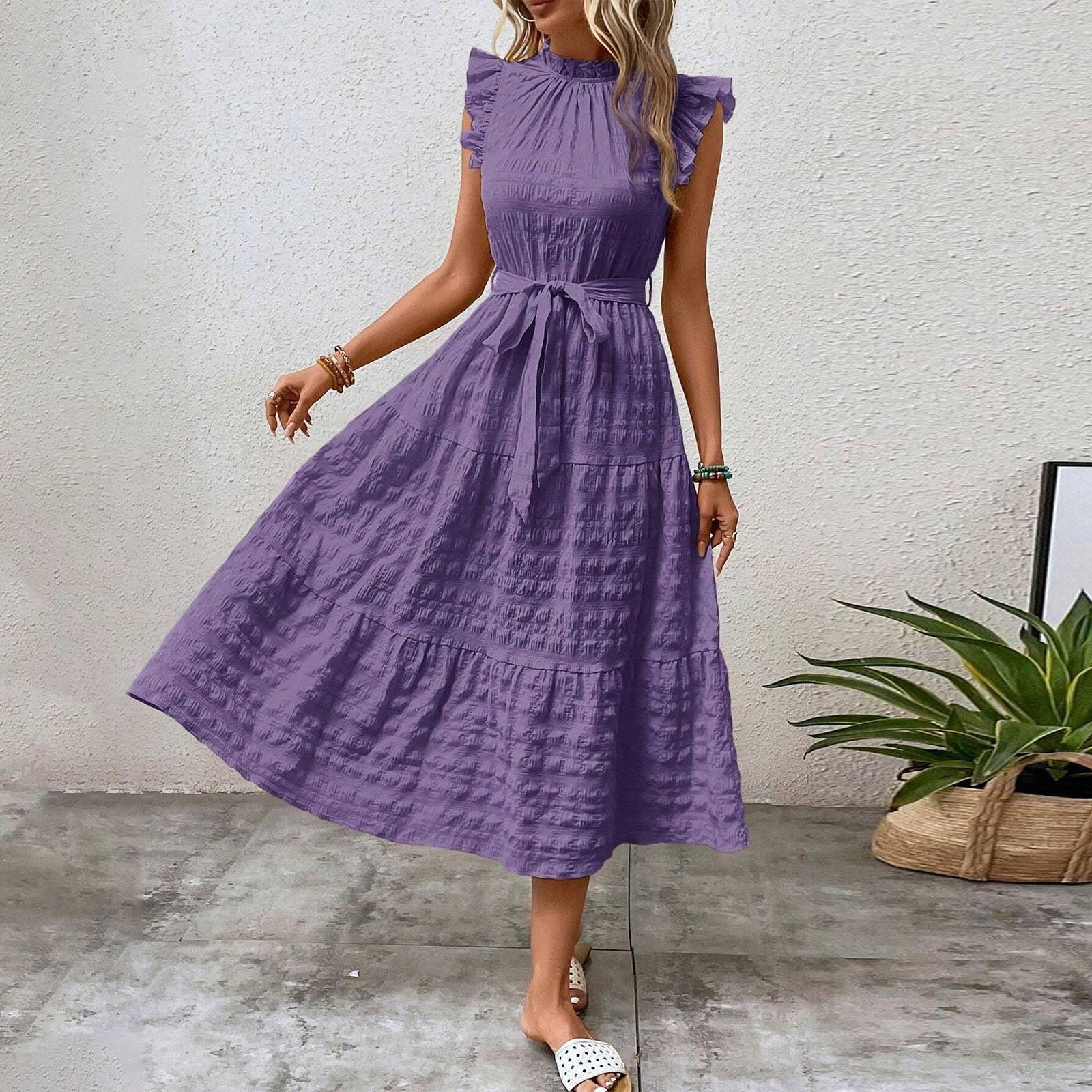 Женское повседневное длинное платье без рукавов с V-образным вырезом и принтом перьев — фото 15