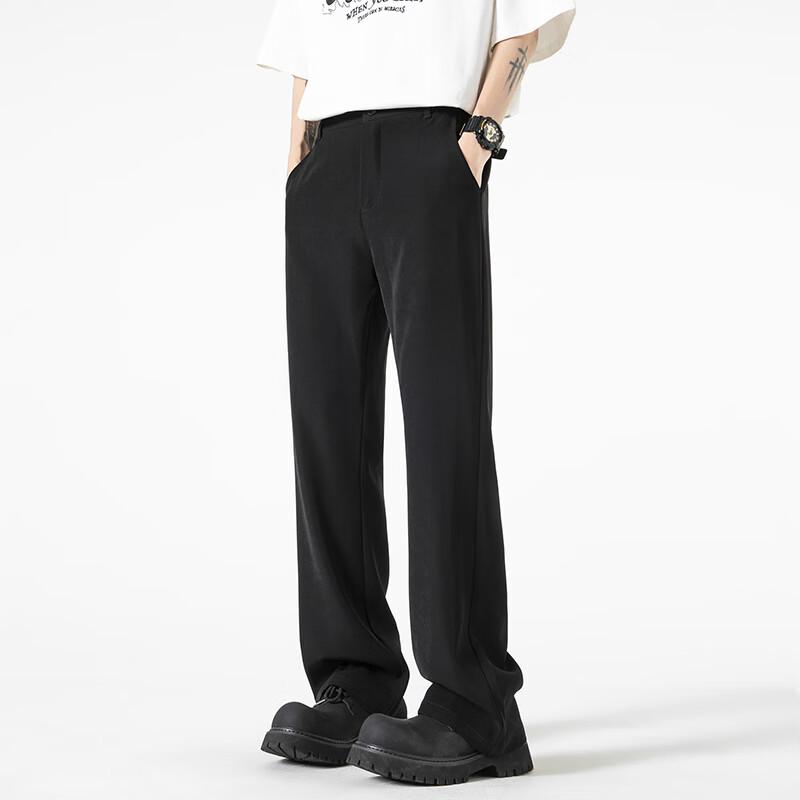 SWAMP AREA Herren Fließende Gerade Mikro-Ausgestellte Lässige Anzughose KS075