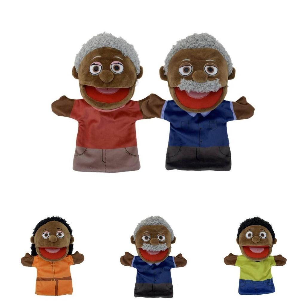 Marionetta da Mano Peluche Famiglia Africana Per Gioco di Ruolo Creativo