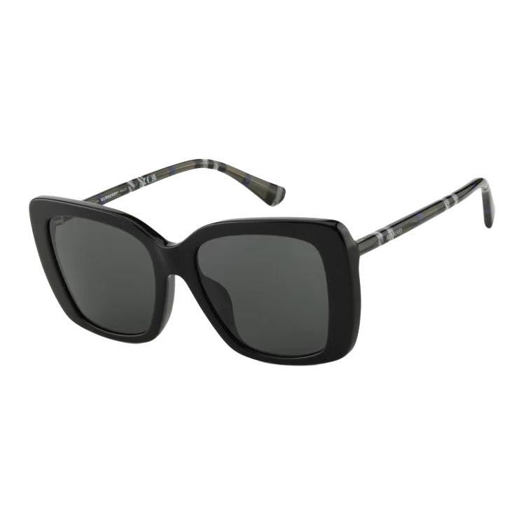 Burberry Square Sunglasses With Patterned Temples Unisex sunglasses Black OBE4456F-416587 Basic Packaging-Eyeglass Case+Box