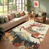 Ethnic Style Illustrations Area Rug Deer Floral Print Bohemian Home Decor Carpet Soft Non-Slip Floormat for Living Room Bedroom
