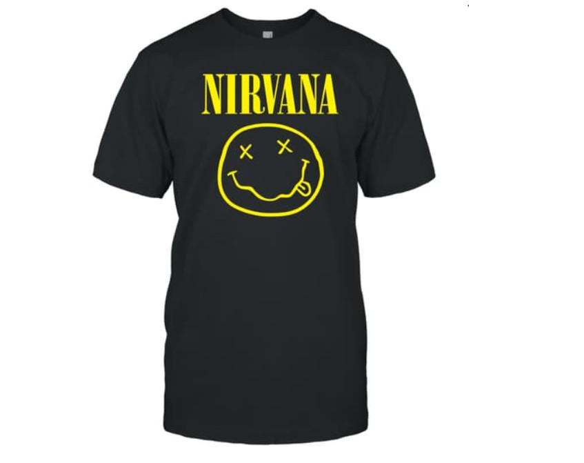 NIRVANA T-shirt Smiley Face Logo OFFICIALLY LICENSED New Authentic L