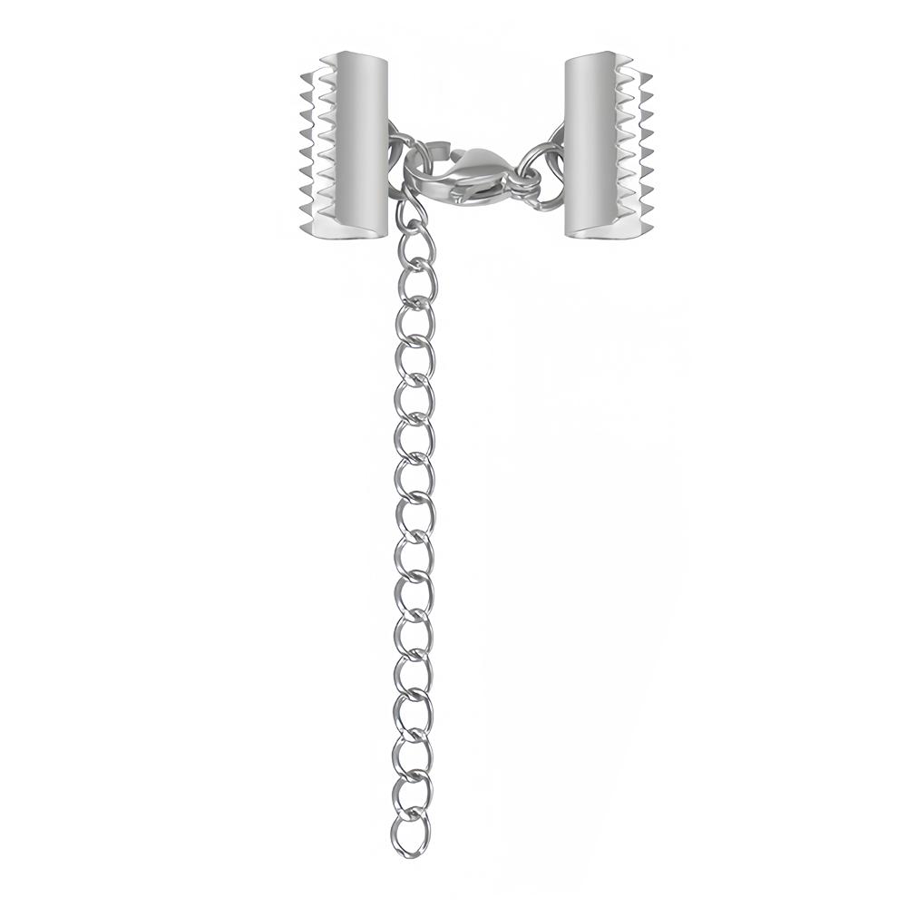 5pcs Stainless Steel Ribbon Leather Ends Lobster Claw Clasps Extension Chain Connector Fastener Clasps for Bracelet DIY Making 6.5mm