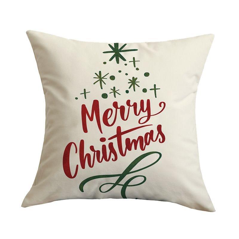 Merry Christmas Tree Throw Pillow Cover, Festive Embroidered Cushion Case for Home Decor
