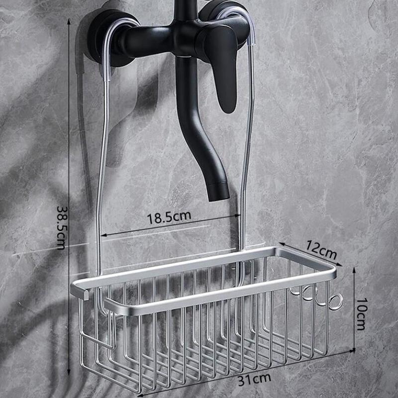 Bathroom Shower Storage Rack Aluminium Punch-Free Bathroom Hanging Basket Shower Room Shampoo Holder Toilet Organizer