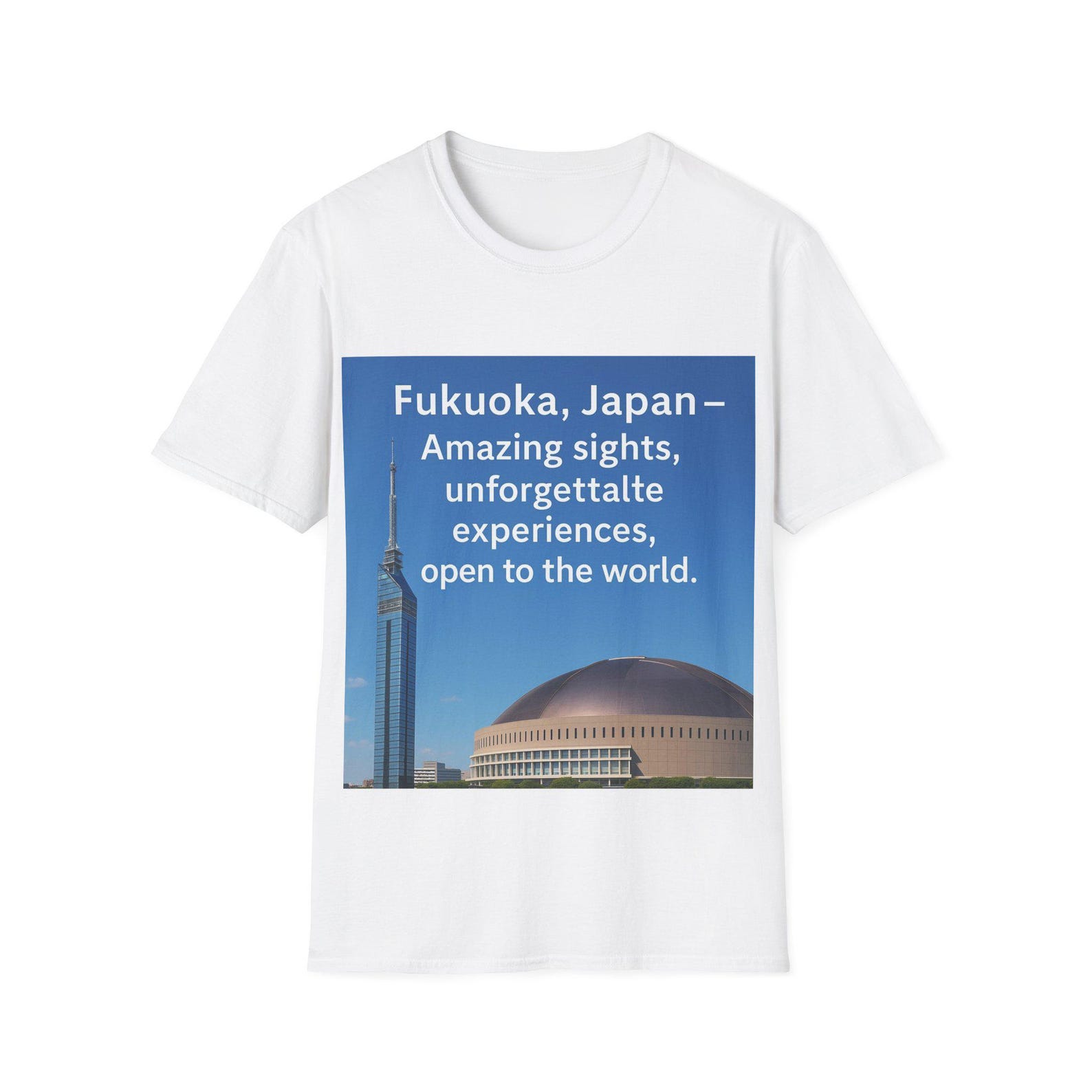 Fukuoka Unisex Softstyle T-Shirt - Japanese City Typography Graphic Tee, Japan Travel Shirt, Asia Adventure Top, Minimalist Urban S