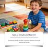 DOWMOO Geometric Stacking Educational Toy - Smooth Wooden Pegboard Blocks for Early Learning