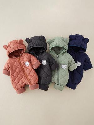 Baby Winter Hooded Jumpsuit - Thick Cotton Padded Romper