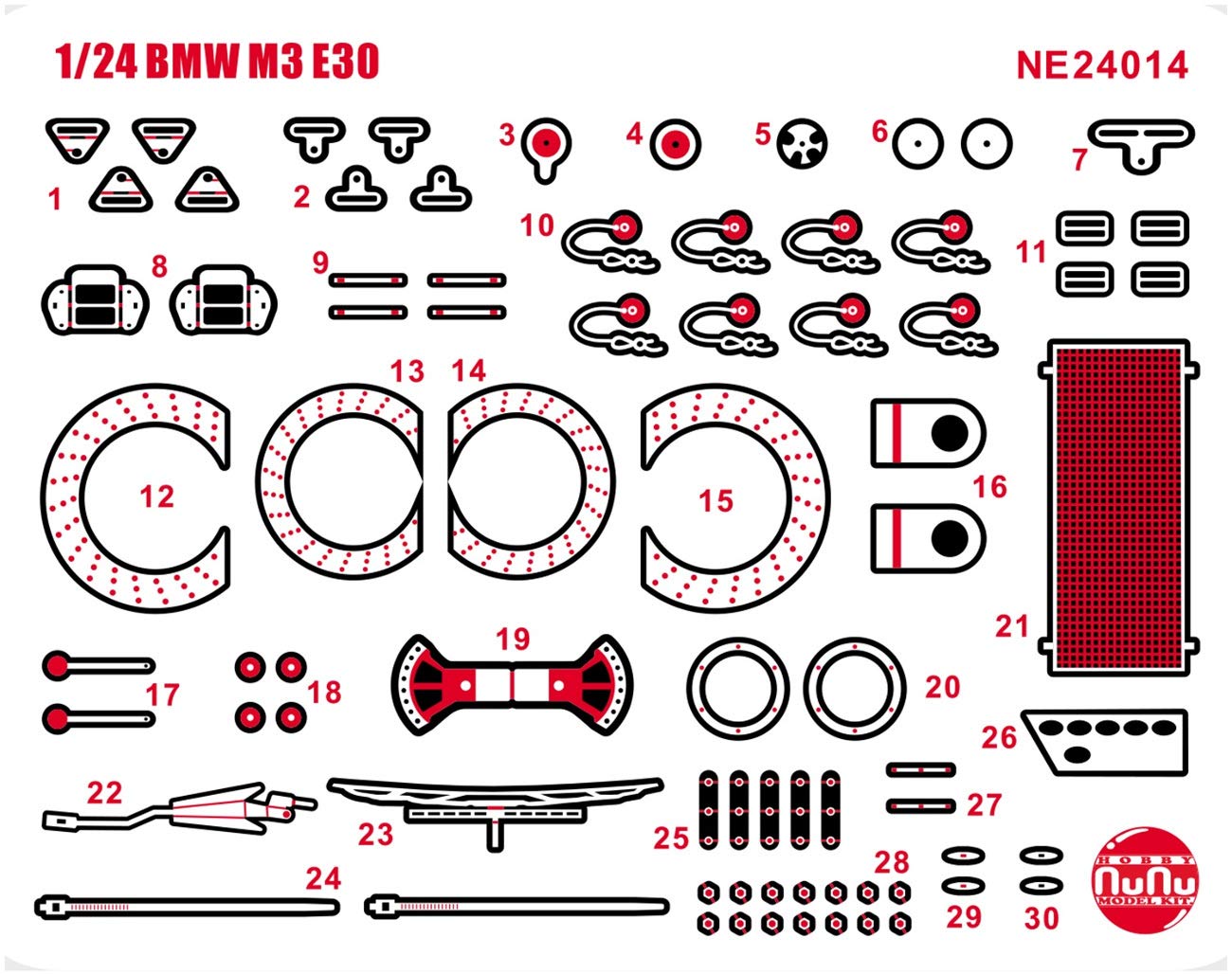 

PLATZ/NuNu 1/24 Racing Series Detail-Up Parts for BMW M3 E30 Plastic Model Kits (NE24014)