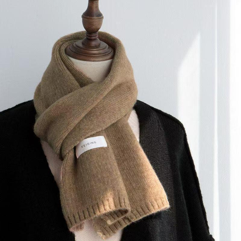 Women's 2025 Korean Style Winter Scarf: Thickened, Knitted, Solid Color, Versatile, and Warm for Students