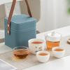 Jade Rabbit Blessing Gold Inlaid Tea Travel Set