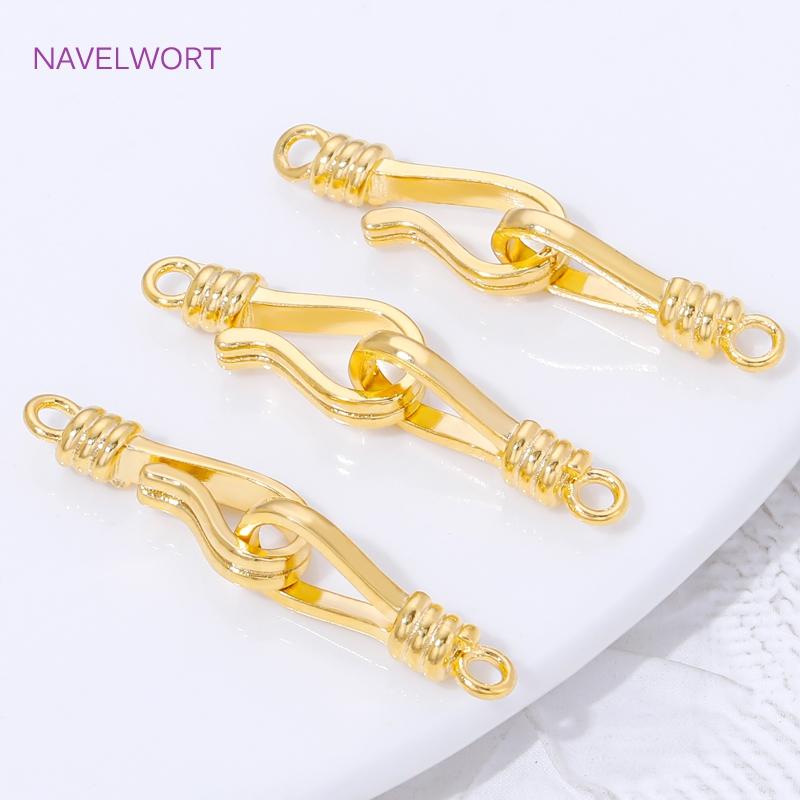 33mm*6.5mm 18K Gold Plated Clasps For Jewelry,Brass End Clasps Connectors For Bracelet Making Supplies,DIY Jewelry Materials