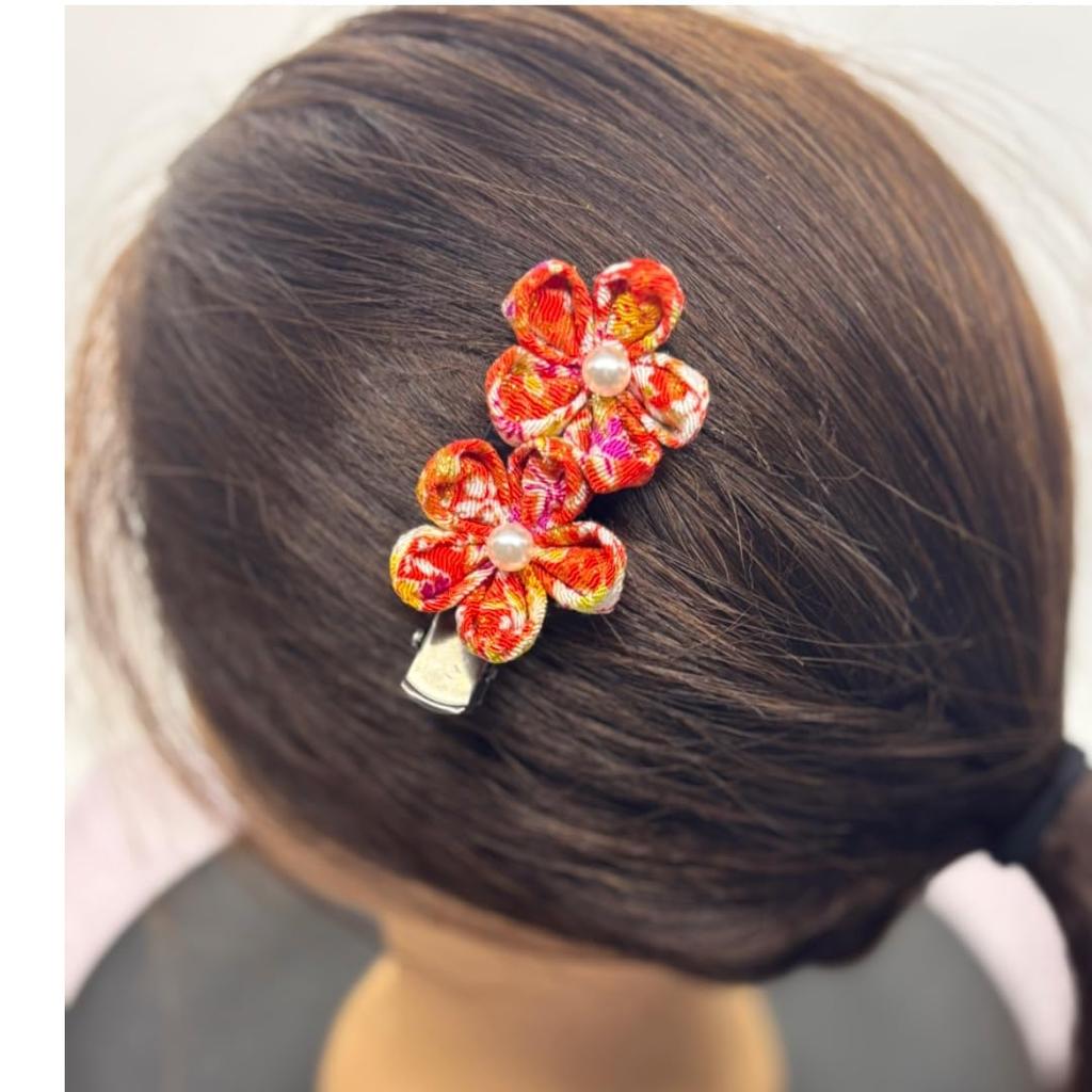 Hair Ornament Hairpin with Two for Easy To Tsumami-zaiku Flowers, 753, Kimono, Coming-of-Age Ceremonies, Weddings, Graduations, Wear, Tsumami-zaiku