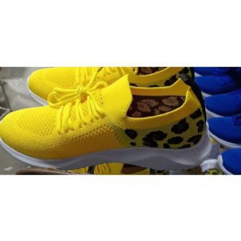 Flying Woven Women's Shoes Spring New Leopard Print Flying Woven Flat-bottomed Mesh Breathable Casual Sports Shoes Women