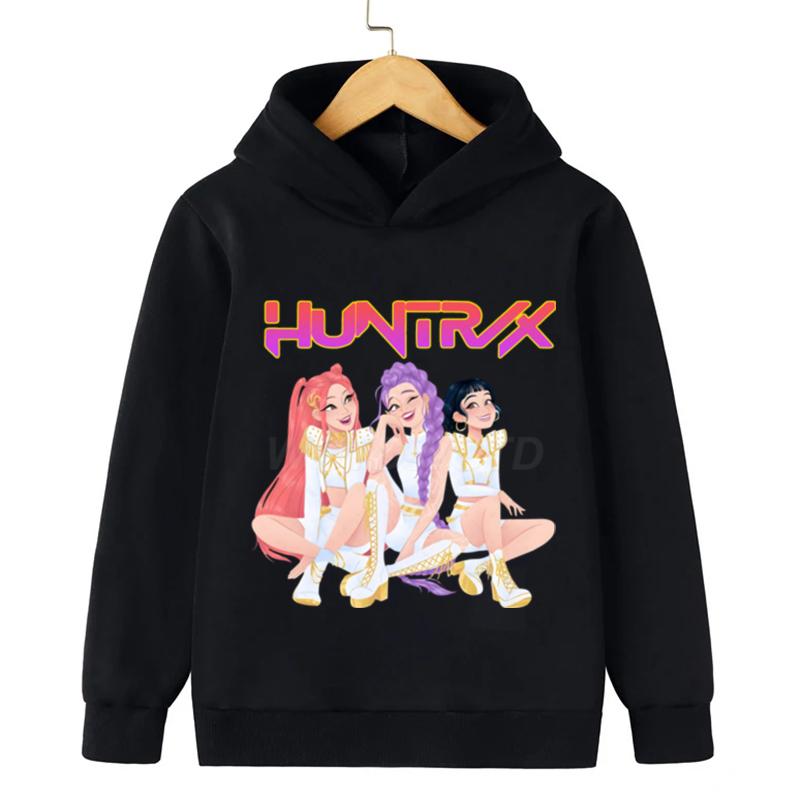 Kpop Demon Hunters Hoodies Höst Vinter Tryck Varm Bekväm Trendig Barn Huva