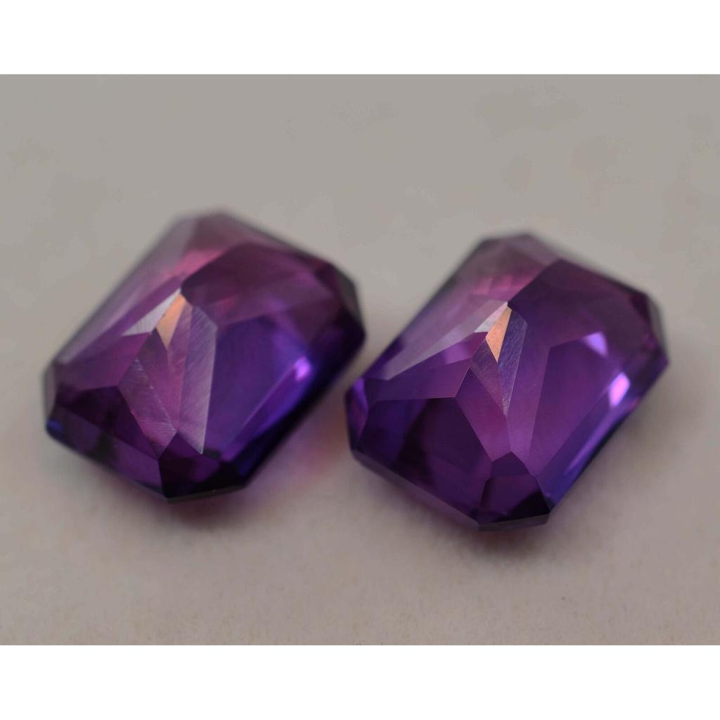 Natural TANZANITE Purple Pink EMERALD Cut CERTIFIED 16.13 Ct Loose Gemstone Pair Z-12098