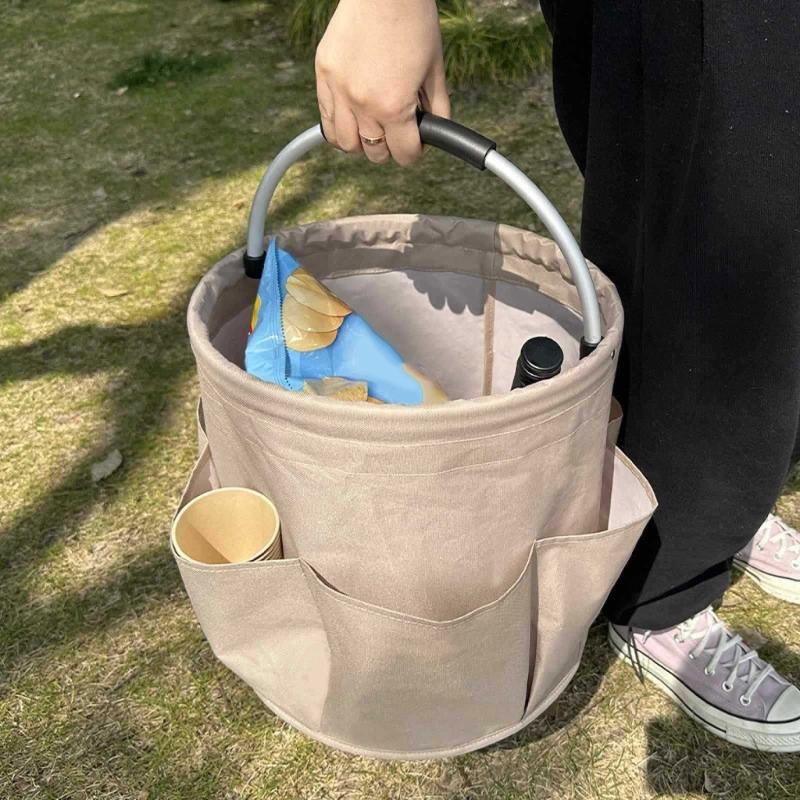 Picnic Basket Collapsible Organizer Bag with Exterior Pocket EVA Handle Splashproof Basket Large Capacity Storage Basket