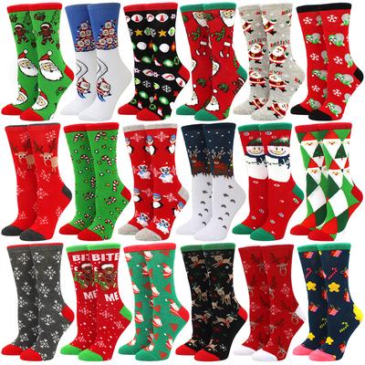 Christmas Socks New Colorful Woman Cotton Happy Men's Crew Socks Harajuku Hip Hop Funny Cartoon Santa Claus Biscuits