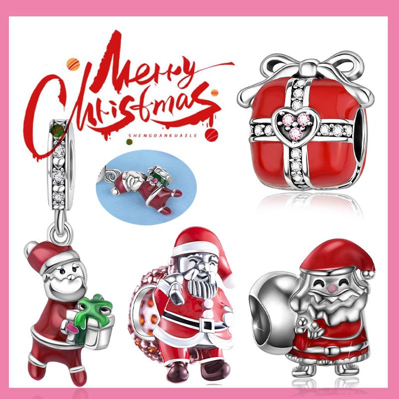 Charms Plata Originalesr Christmas Red Gift Beads For Charm Copper Bracelet Beads Jewellery Making Women'S Gift