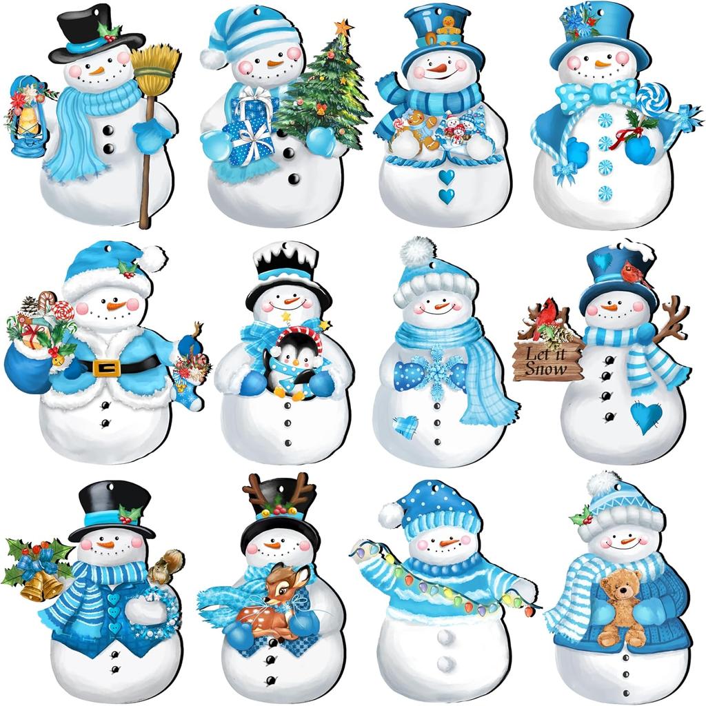 Christmas Snowman 2d Wooden Decorations Wooden Hanging Decorations Christmas Tree Hanging Wooden Crafts Glass Heart Ornament
