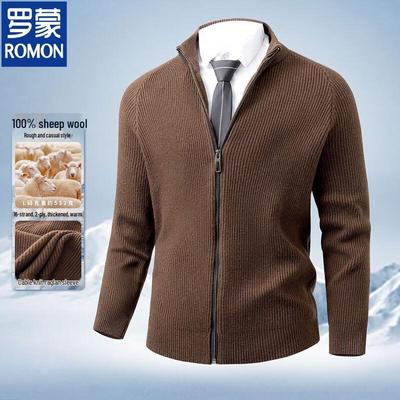 Erkek %100 Yün Dik Yaka Fermuarlı Hırka