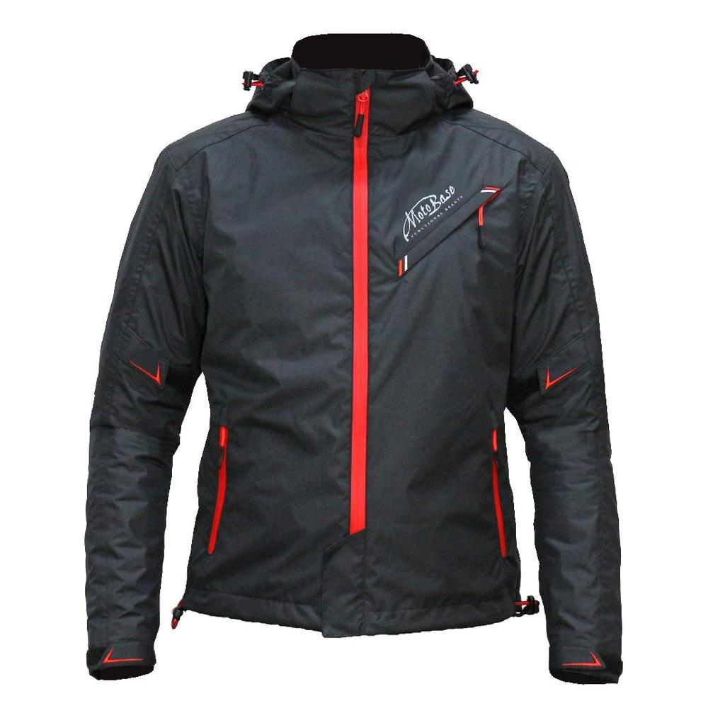 MOTO BASE Model Windproof and Waterproof Motorcycle Windbreaker Spring/Autumn Jacket/Protection Jacket/MBWB-01 (Black/Red/L)