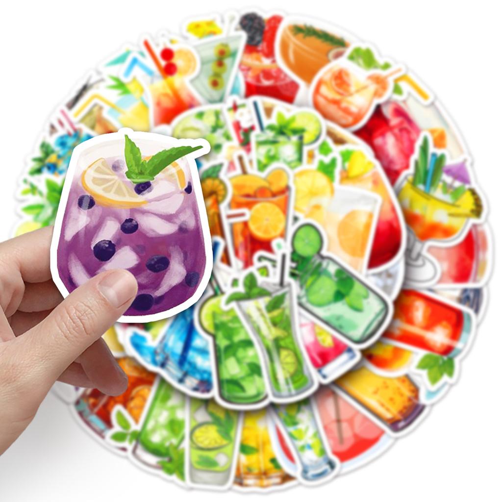 50 Cocktail Creative Stickers Personalized, Fresh, Guka Wine Decorative Mobile Phone Case Computer Stickers