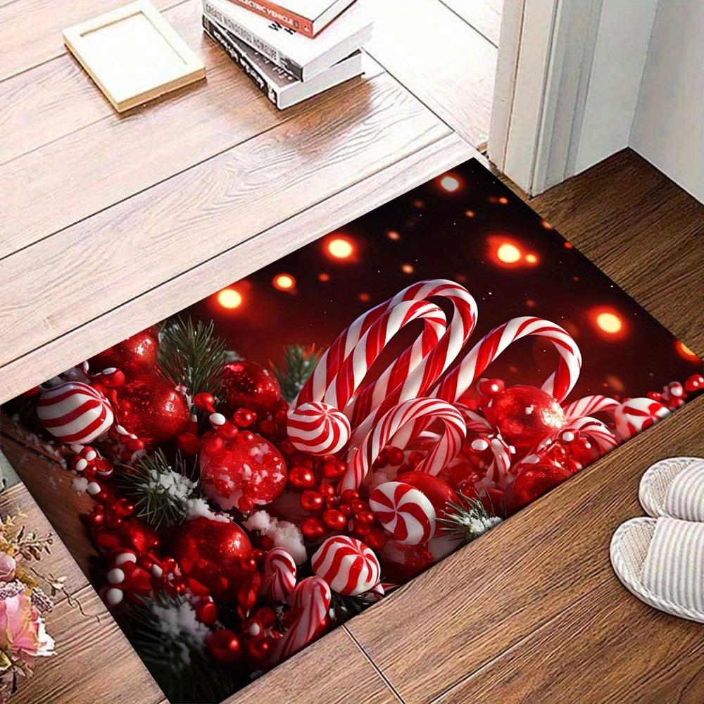 

1pc Christmas Lights and Candies Area Rug, Slip-Resistant, Easy-Clean, Stain-Resistant, Perfect for Cozy Living Rooms, Bedrooms, Kitchens, O 60cm by 90cm