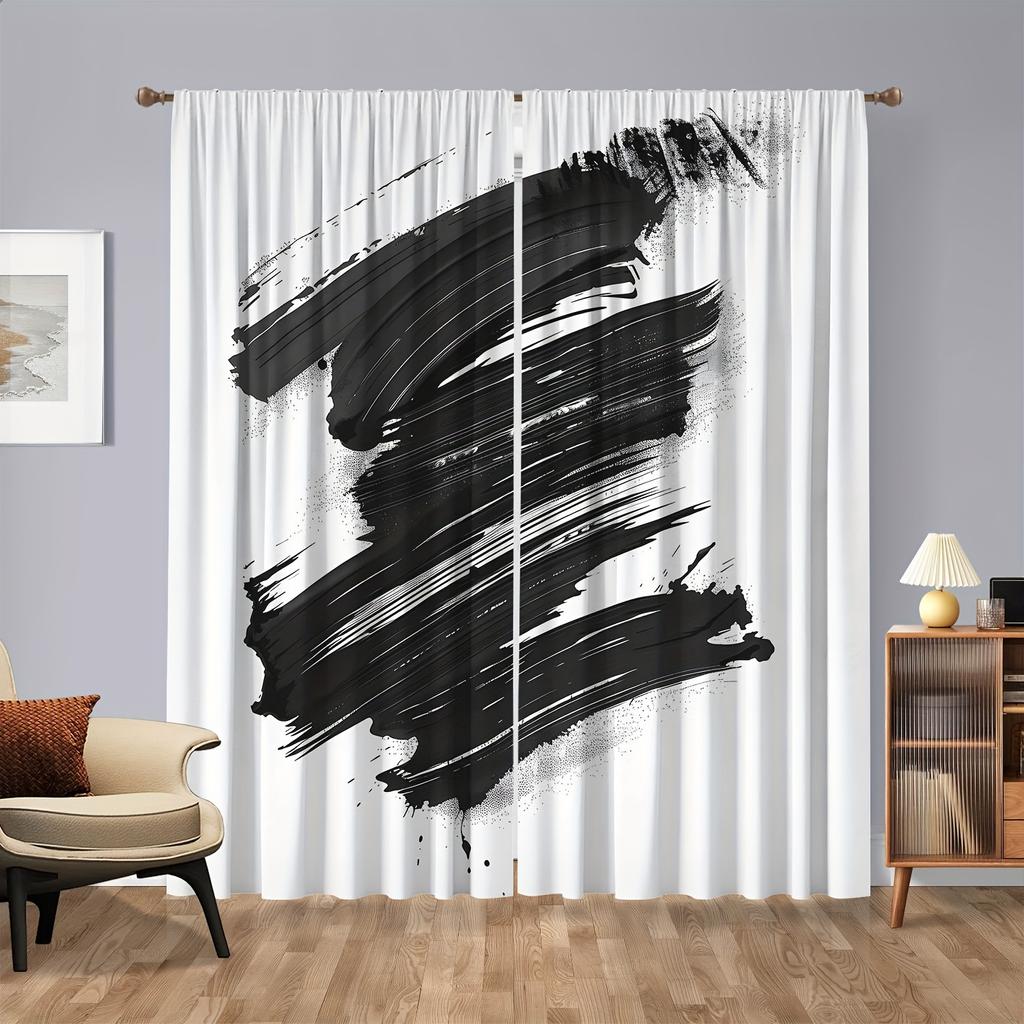 2 - Panel Collection Abstract Art Printed Drapes Rod Pocket Style Ideal for Easy Hanging Fade - Resistant PolyesterDrapesIdeal forBedchamberKitchen