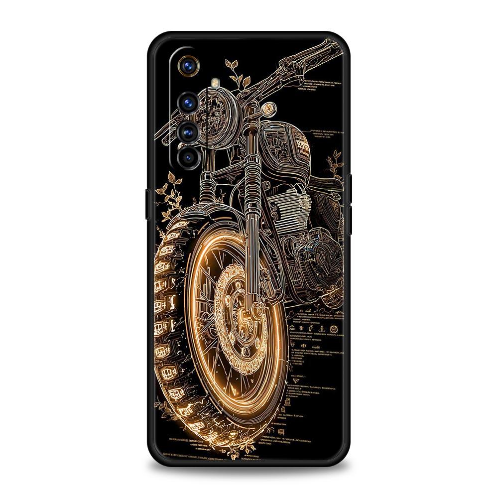 Colors Vintage Motorcycle Painted Case For Realme C67 C63 C55 C53 C35 C25 C21 GT 2 3 5 6 10 11 12 13 Pro 5G Soft TPU Phone Cover