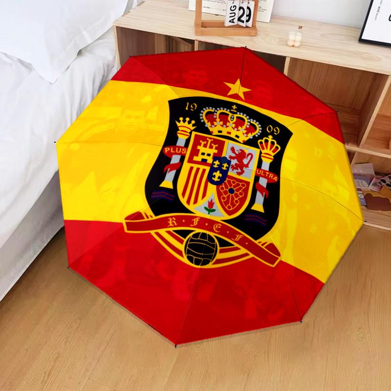 1PC Spain FC Crest Printed Umbrella Folding umbrella, automatic umbrella 8-Frame for Travel, camping Fan gifts Christmas Gifts