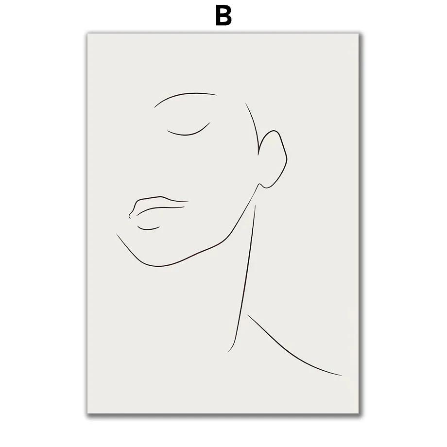 Nordic Abstract Shape Girl Line Leaf Cactus Posters and Prints Wall Art Wall Pictures for Living Room Home Decor Canvas Painting