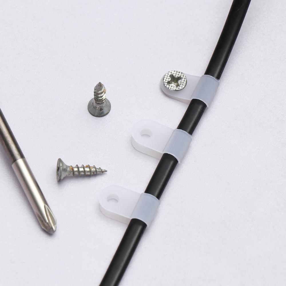 100PCS R-Type Nylon Cable Clamp Plastic P Clips Black Nylon Fasteners Cable Mounting Fix Hardware Electrical Fittings