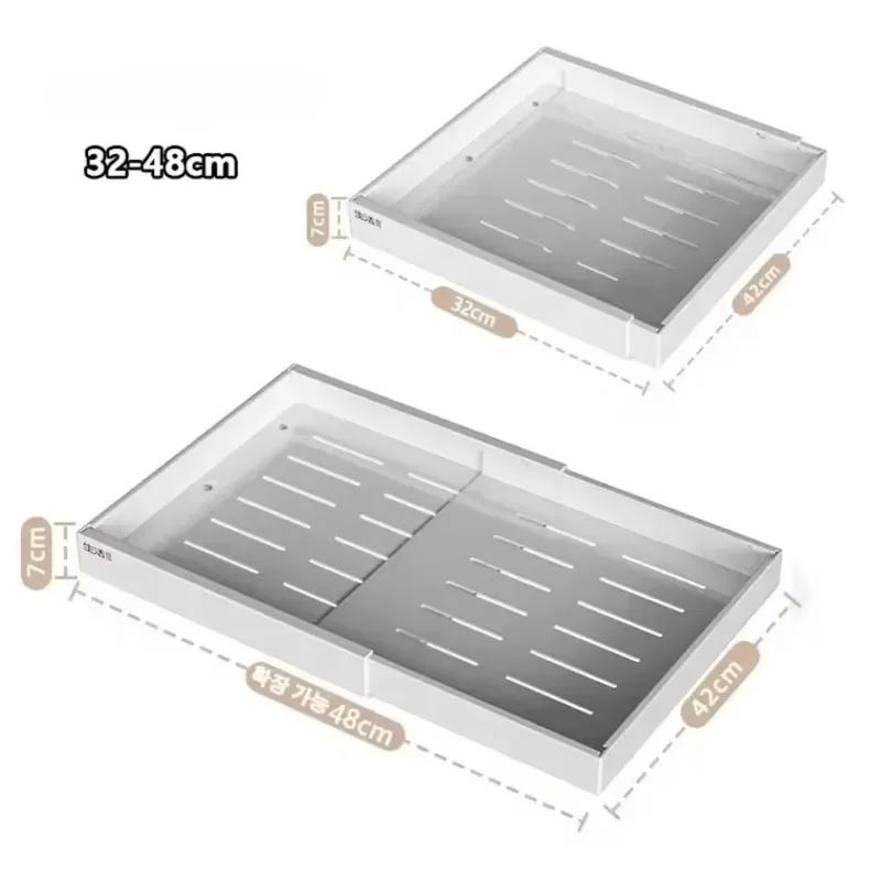 Pull Out Tray Organizer Kitchen Storage Rack Cabinet Expandable Under Sink Spice Boxes Silent Slide Drawer Style Bowl Dish Shelf