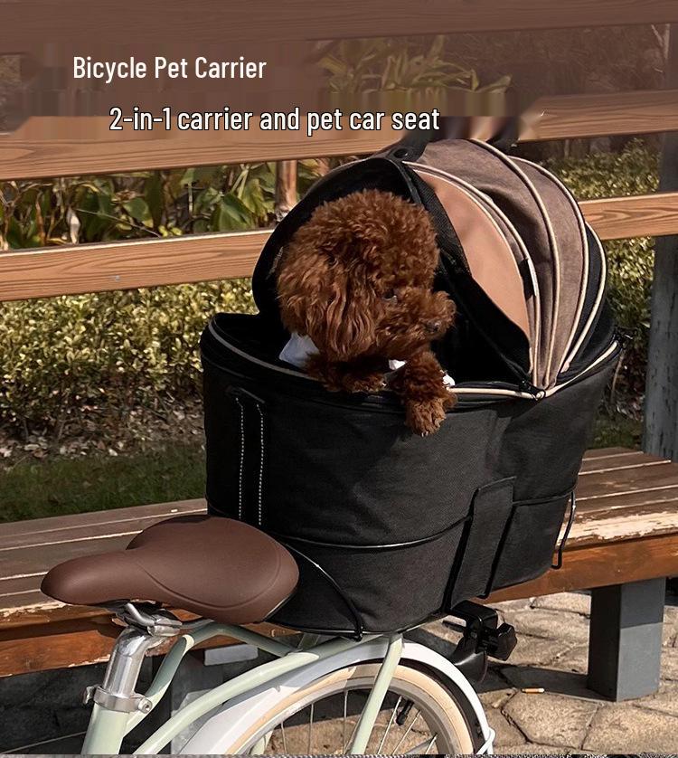 Large Capacity Foldable Blue Canvas Pet Carrier for Bicycle and Scooter