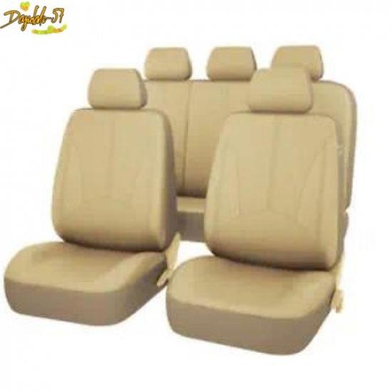 New 9pcs/Set Universal PU Leather Car SUV Standard 5-Seat Covers Cushion Beige