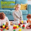 Wooden Building Block Toy, Geometric Shape Color Matching Set Of Posts With Cards