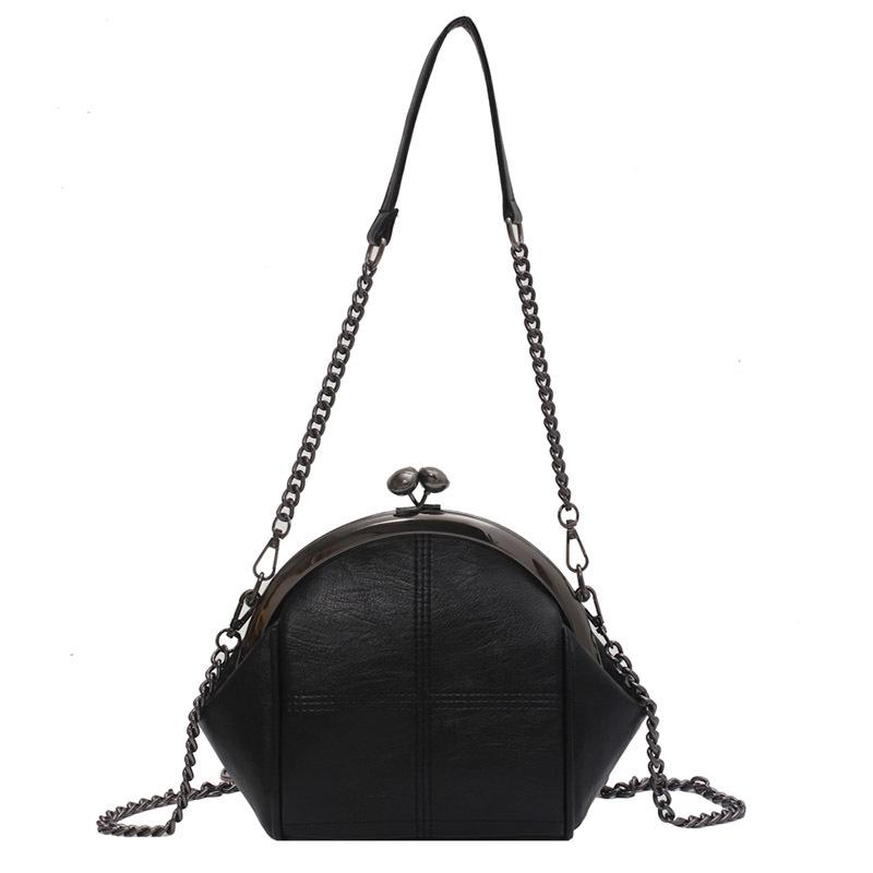 

New fashion bag fashion simple chain shoulder handbag shell messenger bag clip women s bag 26*10.5*21.5 чёрный
