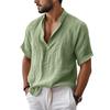 Linen Shirts for Men Casual Short Sleeve Shirts for Men Relaxed Fit Polo Shirts for Men Mens Polo Shirts Short Sleeve Comfortable Style