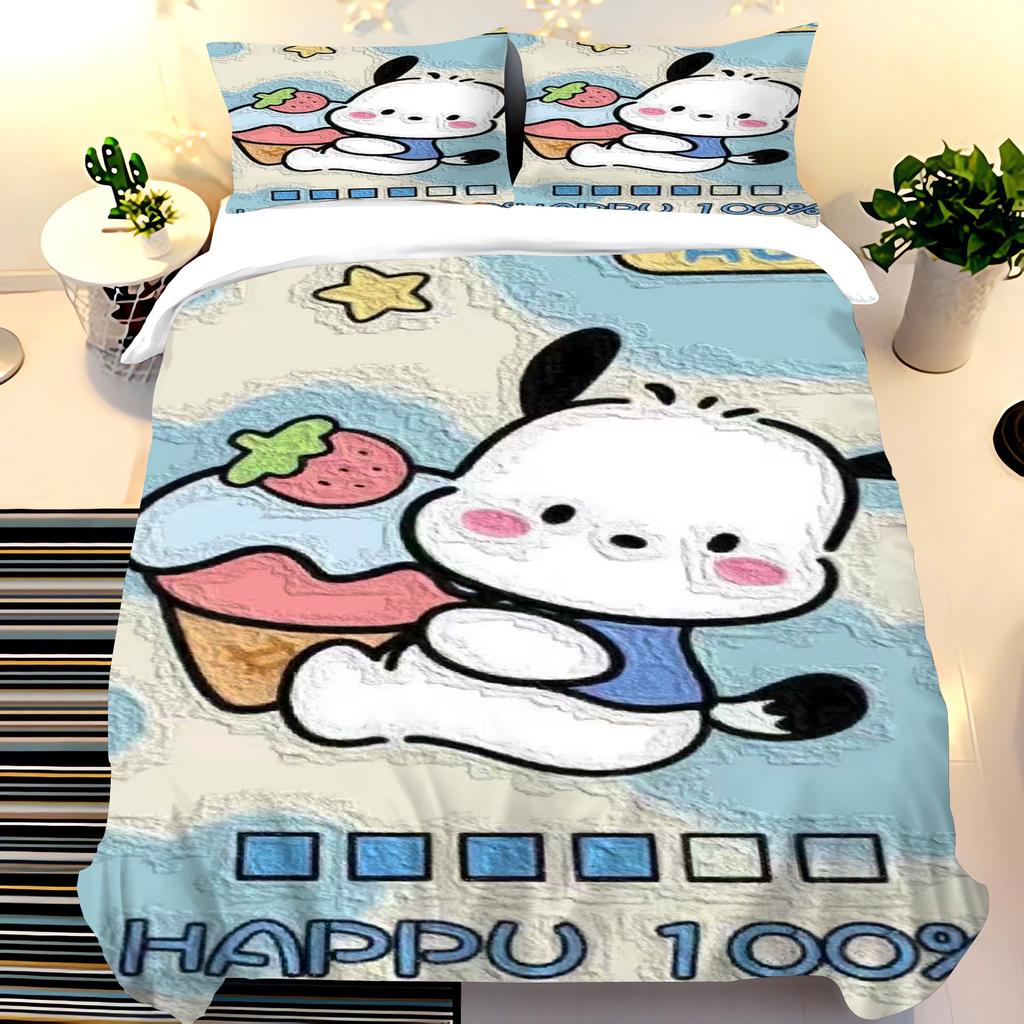 Pochacco Sanrio Quilt Cover Cartoon Puppy Anime Duvet Printed Comforter 100% Polyester Bedding Twin Size Children Gift