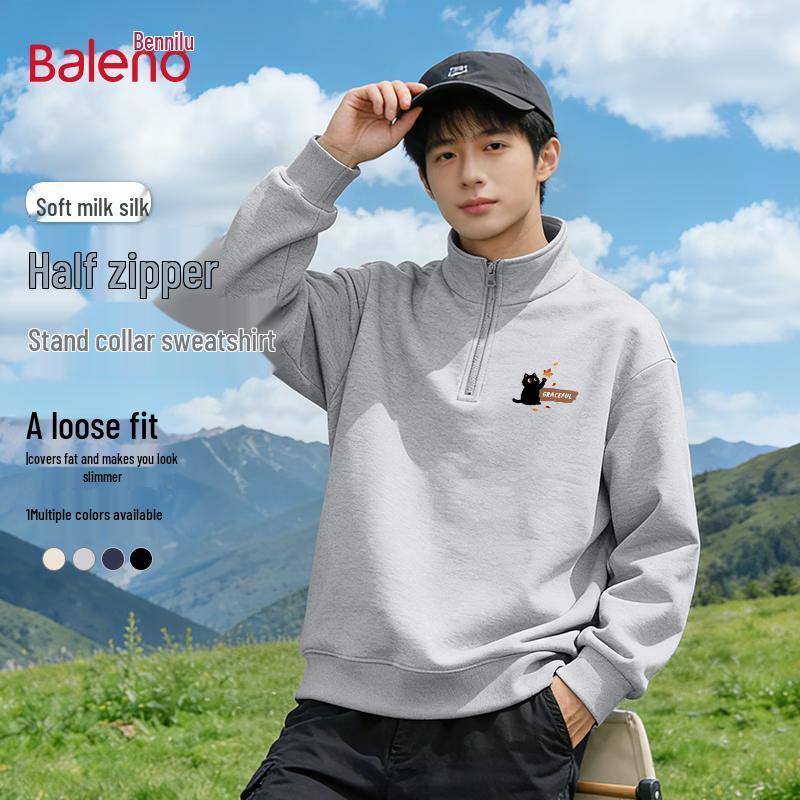 Baleno Men's Stand Collar Half-Zip Loose Fit Sweatshirt
