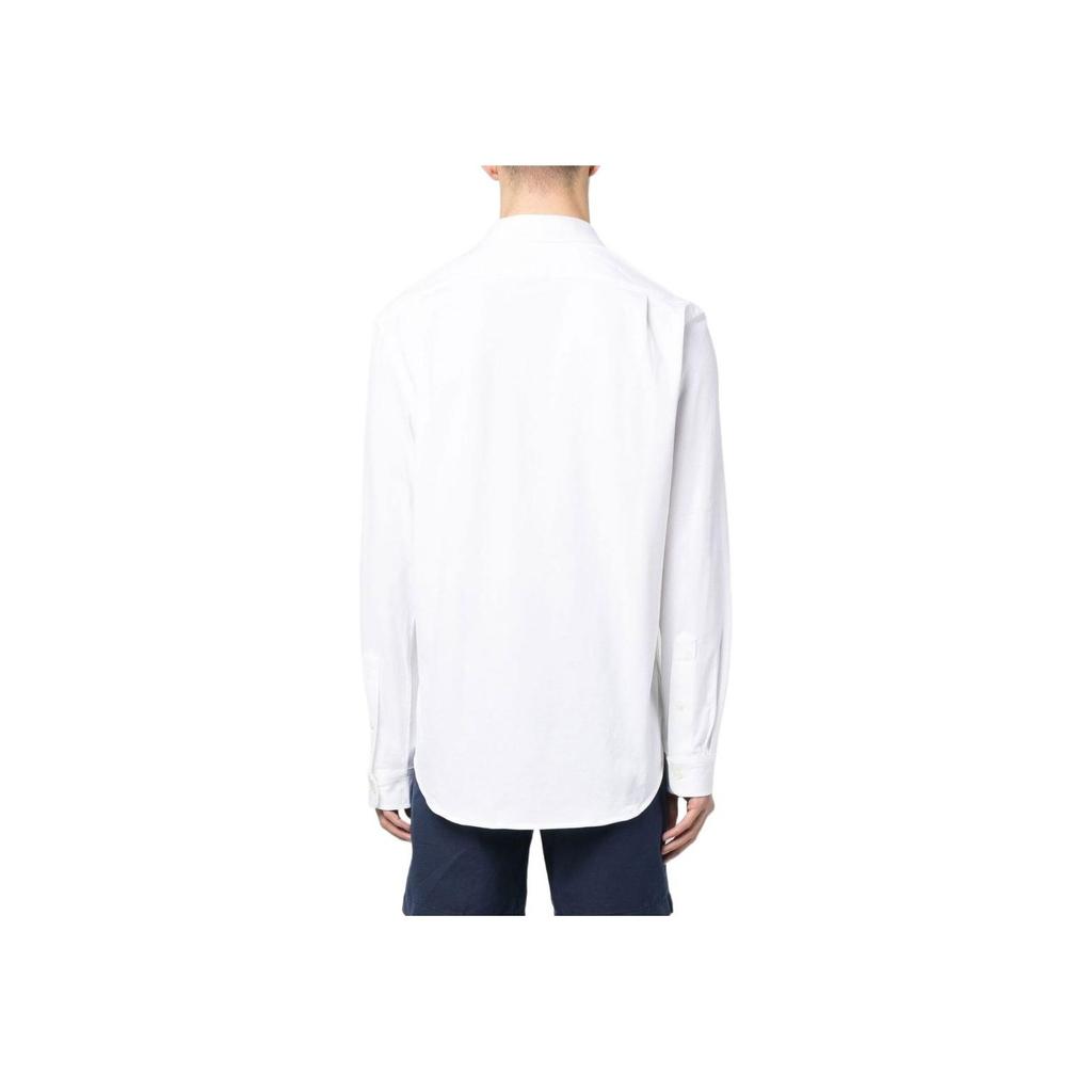 Polo Ralph Lauren SS23 Solid Color Logo Embroidered Button-Down Long Sleeve Shirt Men Shirts White 710899386-001