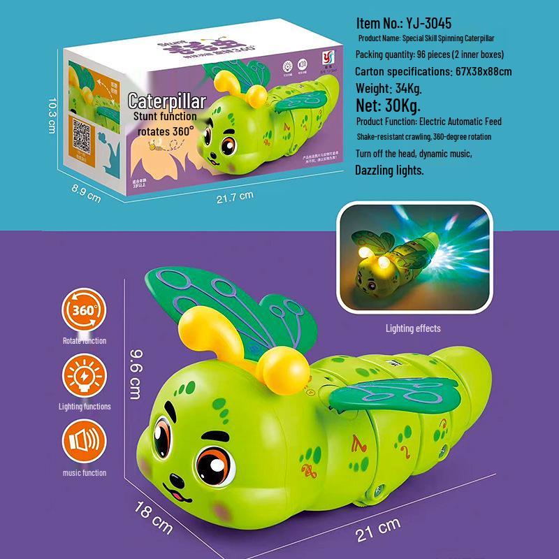Electric Singing & Dancing Caterpillar with Saxophone - Educational Baby Toy with Lights