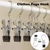 10~80PCS Closet Clothes Organizer No Trace Clothespins Clothes Pegs with Hooks Stainless Steel Socks Drying Clothes Hangers Clip