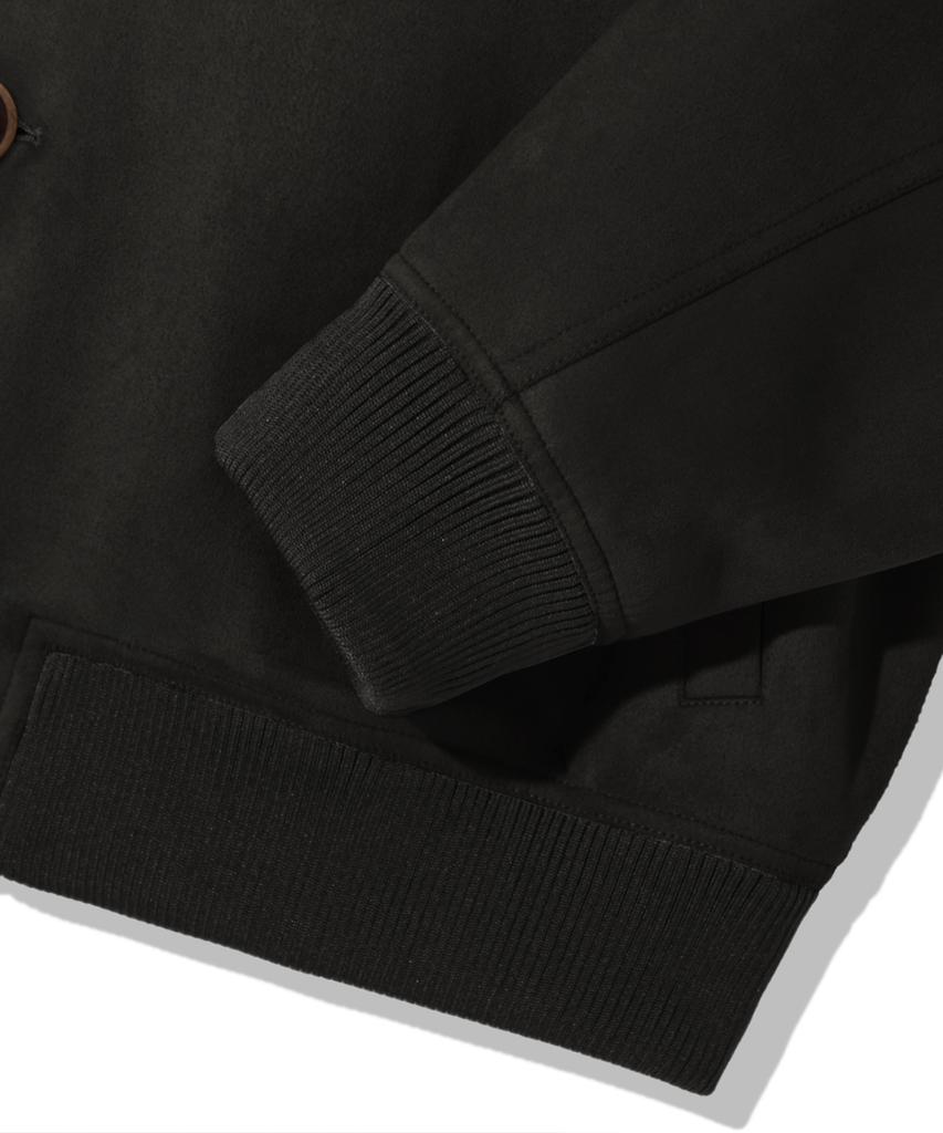 Trillion Two-Pocket Button Suede Bomber Jacket_Black