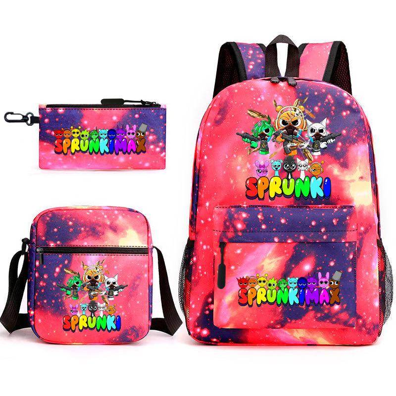 Rhythm Box Spiel Merchandise Schultasche Sprunki Cartoon Sternenhimmel Rucksack Umhängetasche Dreiteiliges Set