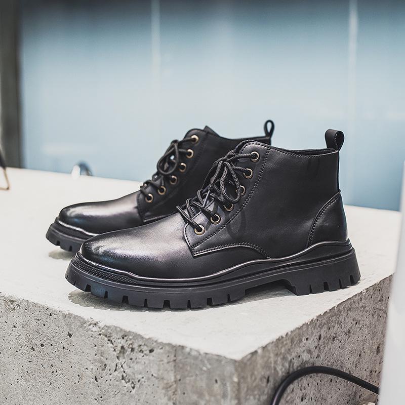 

Мужские кожаные мотоциклетные ботинки в британском стиле 2021 года — повседневные, осень/зима, высокие/средние. 40