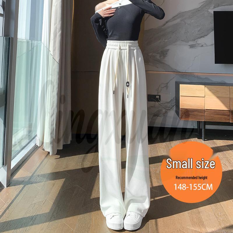 

Women s High-Waisted Wide-Leg Knitted Pants - Spring/Autumn 2026, Off-White, Floor-Length, Straight-Leg Medium