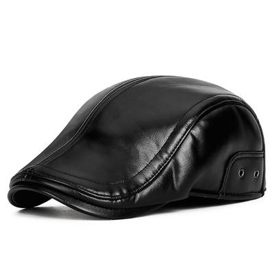 Herbst- und Winter Kältefest und Warm PU Schirmmütze für Herren mit einer zusätzlichen winddichten und ohrenschützenden verstellbaren Mütze